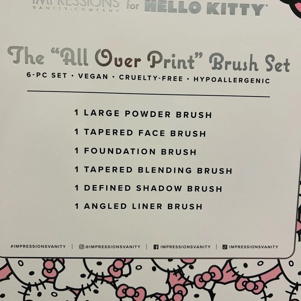 Hello Kitty six piece make up brush set , vegan Hypoallergenic New